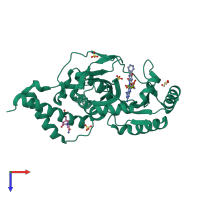 PDB entry 3ba9 coloured by chain, top view.