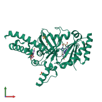 PDB entry 3baa coloured by chain, front view.