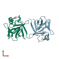 PDB entry 3bad coloured by chain, front view.