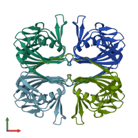 PDB entry 3bal coloured by chain, front view.