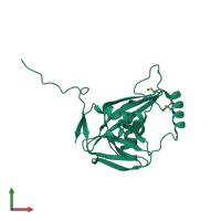 PDB entry 3bap coloured by chain, front view.