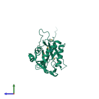 PDB entry 3bap coloured by chain, side view.