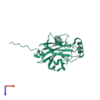 PDB entry 3bap coloured by chain, top view.