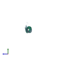 PDB entry 3bas coloured by chain, side view.