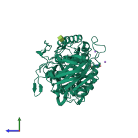 PDB entry 3baw coloured by chain, side view.