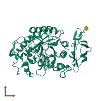 PDB entry 3bax coloured by chain, front view.
