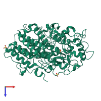 PDB entry 3bb0 coloured by chain, top view.