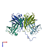 PDB entry 3bb6 coloured by chain, top view.