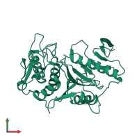 PDB entry 3bb7 coloured by chain, front view.