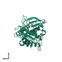PDB entry 3bb7 coloured by chain, side view.