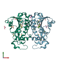 PDB entry 3bbd coloured by chain, front view.