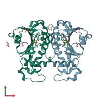 PDB entry 3bbh coloured by chain, front view.