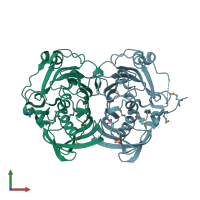 PDB entry 3bbj coloured by chain, front view.