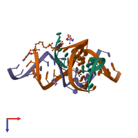 PDB entry 3bbk coloured by chain, top view.