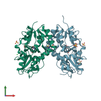 PDB entry 3bbr coloured by chain, front view.