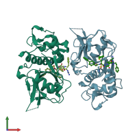 PDB entry 3bc3 coloured by chain, front view.