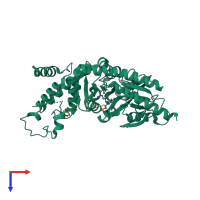 PDB entry 3bc8 coloured by chain, top view.