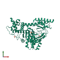 PDB entry 3bcb coloured by chain, front view.