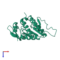 PDB entry 3bch coloured by chain, top view.