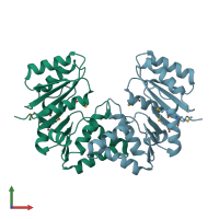 PDB entry 3bcv coloured by chain, front view.