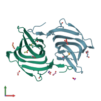 PDB entry 3bcw coloured by chain, front view.