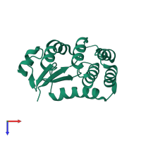 PDB entry 3bd2 coloured by chain, top view.