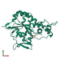 PDB entry 3bd9 coloured by chain, front view.