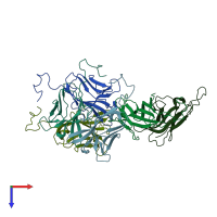 PDB entry 3bdb coloured by chain, top view.