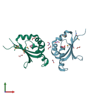 PDB entry 3bde coloured by chain, front view.