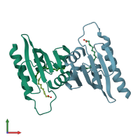 PDB entry 3bdq coloured by chain, front view.