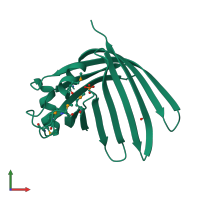 PDB entry 3bdr coloured by chain, front view.