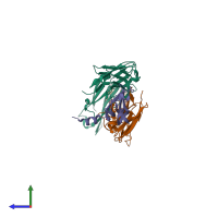 PDB entry 3bdy coloured by chain, side view.