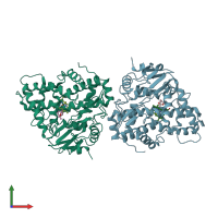 PDB entry 3be0 coloured by chain, front view.