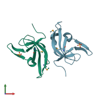 PDB entry 3be3 coloured by chain, front view.