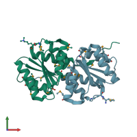 PDB entry 3bed coloured by chain, front view.