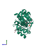 PDB entry 3ber coloured by chain, side view.