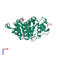 PDB entry 3ber coloured by chain, top view.