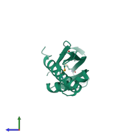 PDB entry 3bf2 coloured by chain, side view.