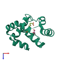 PDB entry 3bfa coloured by chain, top view.