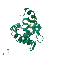 PDB entry 3bfh coloured by chain, side view.