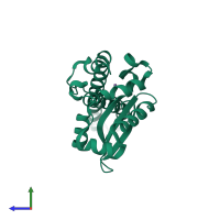 PDB entry 3bfr coloured by chain, side view.