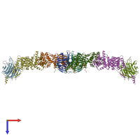 PDB entry 3bg0 coloured by chain, top view.
