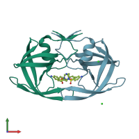 PDB entry 3bgc coloured by chain, front view.