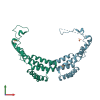 PDB entry 3bge coloured by chain, front view.