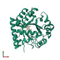 PDB entry 3bgg coloured by chain, front view.