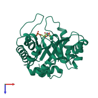 PDB entry 3bgg coloured by chain, top view.