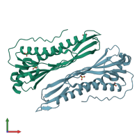 PDB entry 3bgh coloured by chain, front view.