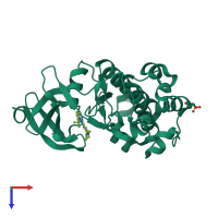 PDB entry 3bgq coloured by chain, top view.