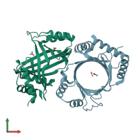 PDB entry 3bgy coloured by chain, front view.