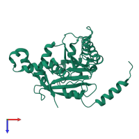 PDB entry 3bh0 coloured by chain, top view.